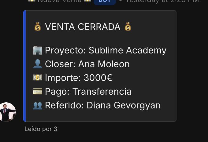 Ventas cerradas por closers de la comunidad